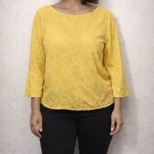 Liz Claiborne Women’s Yellow Eyelet Blouse